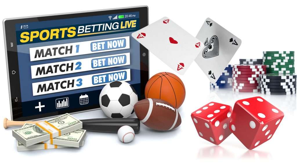 tablet, cards, dice, chips, sports equipment